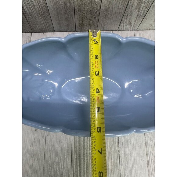 Vintage Abingdon Art Pottery Console Bowl Centerpiece USA Blue 12'' Long - Picture 9 of 9